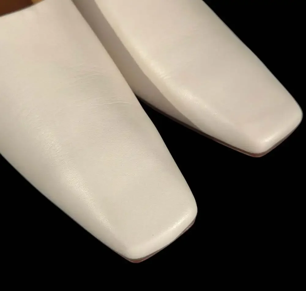 The Row Square Toe Pump US 9 EU 39 Off White Leather Flat Ballet Slipper $990